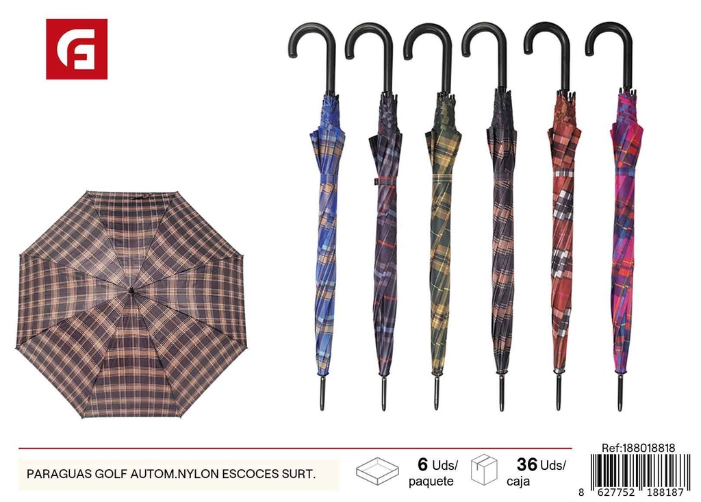 Paraguas de golf automático - Nylon escocés