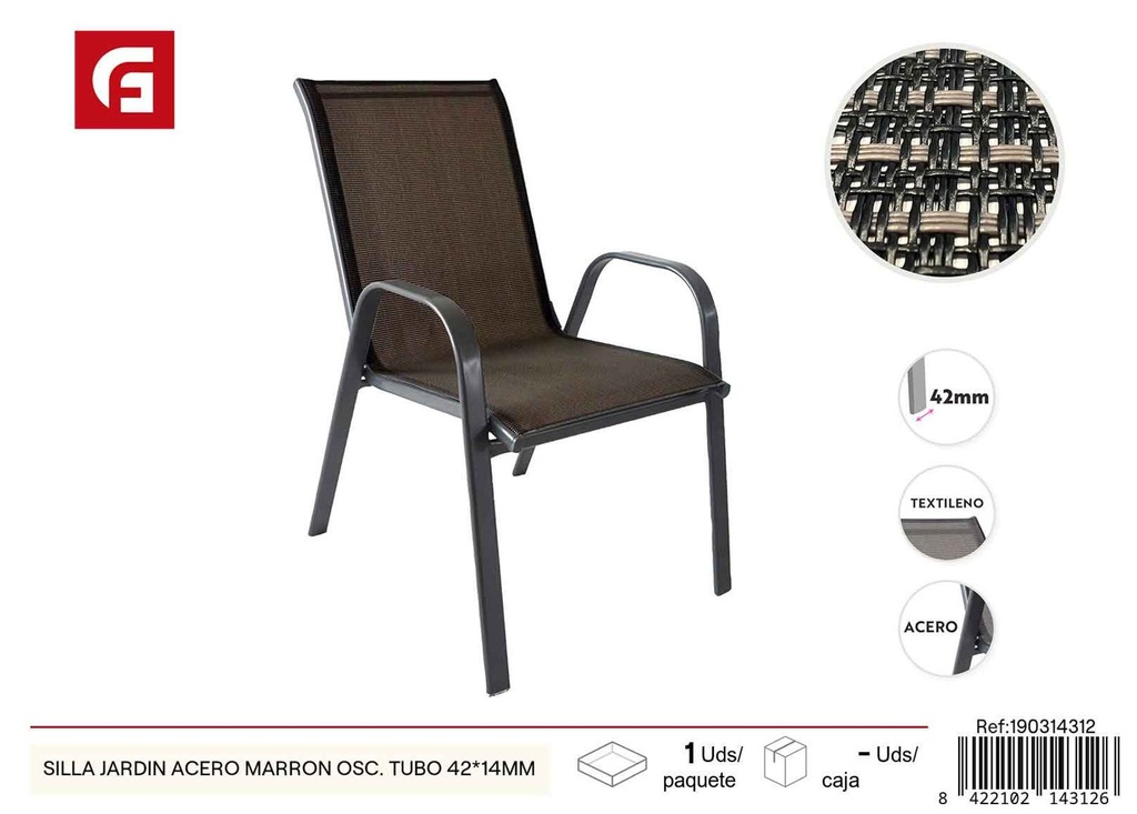 Silla jardín acero marrón osc. tubo 42*14mm - Muebles de verano