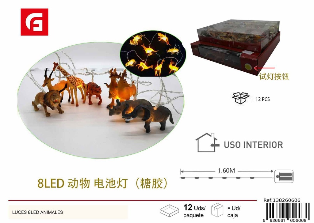 Luces LED 8 animales - Decoraciones navideñas