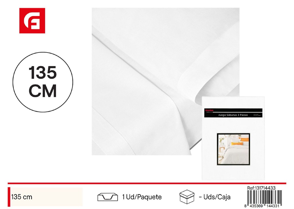 Juego de sábanas cama 135 blanco - Ropa de cama para el hogar