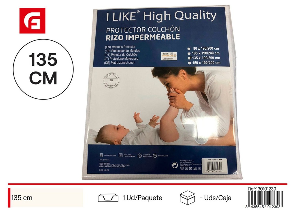 Protector de colchón impermeable rizo cama 135 cm - Artículos para el verano