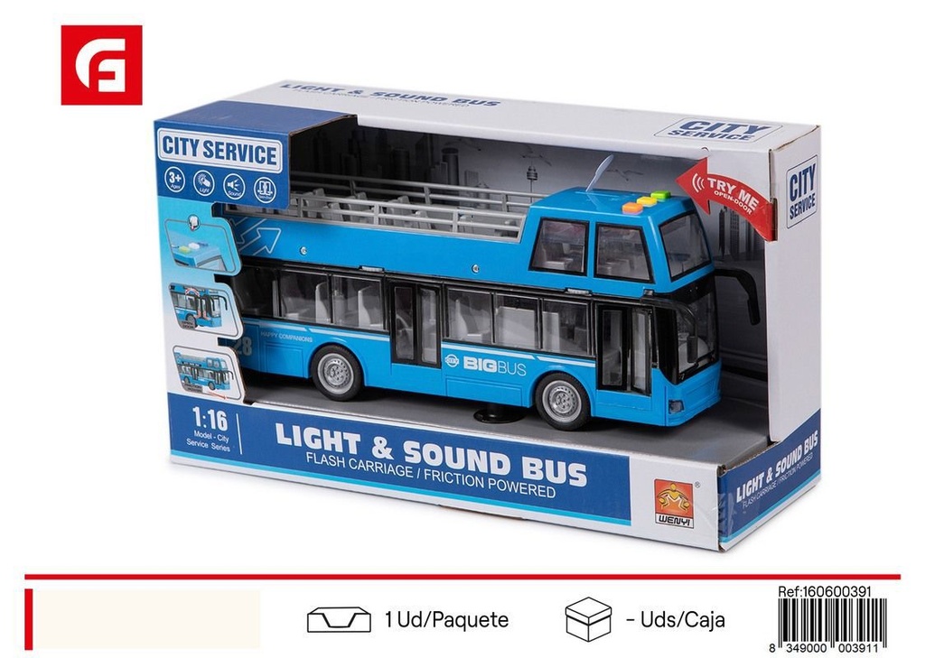 Autobús azul fricción luz y sonido - Juguetes de vehículos