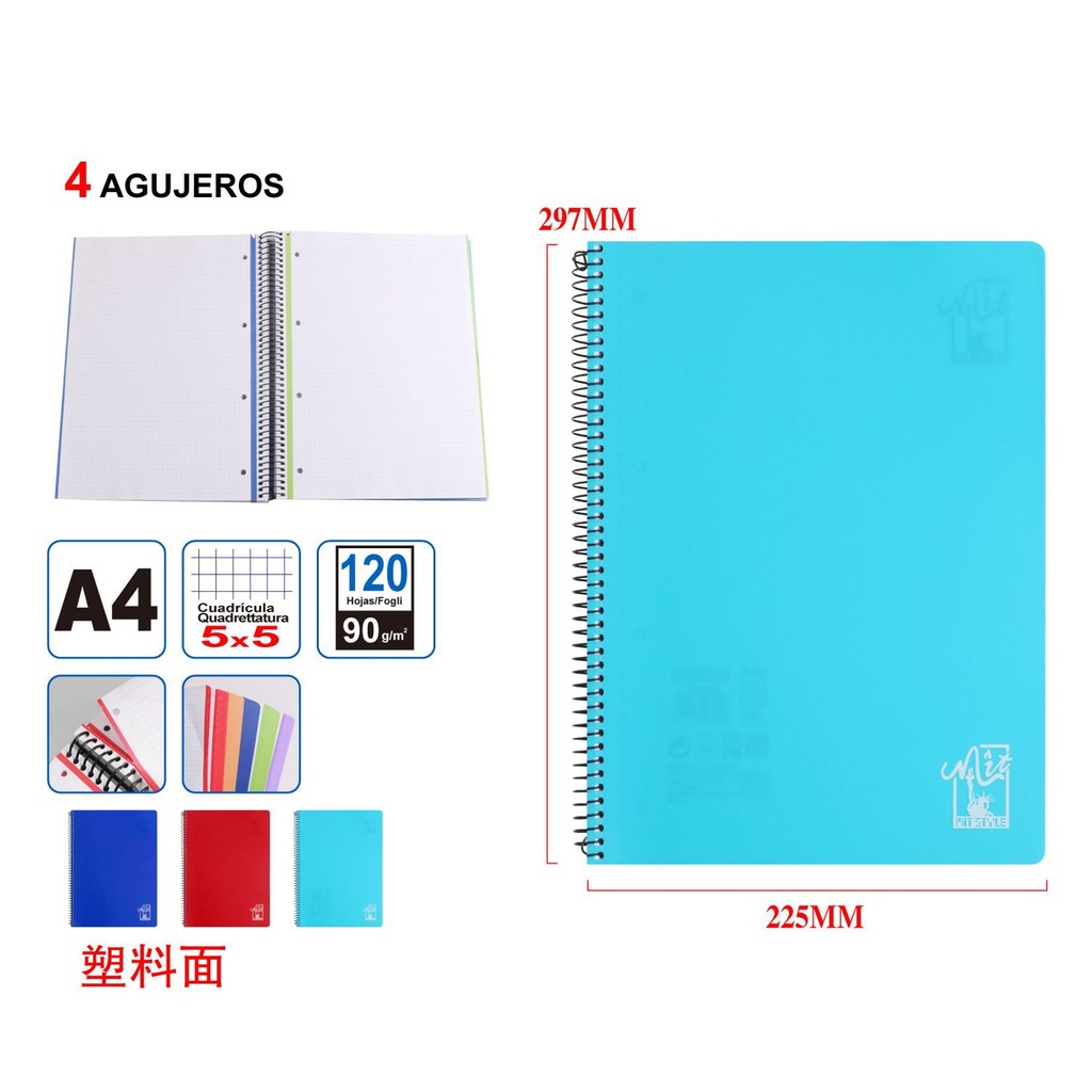 Cuaderno tapa PP A4 120 hojas - Material escolar