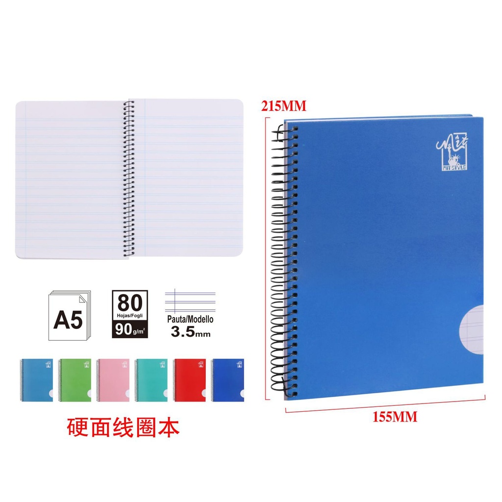 Cuaderno extradura pautado A5 80 hojas 90g - Cuaderno escolar