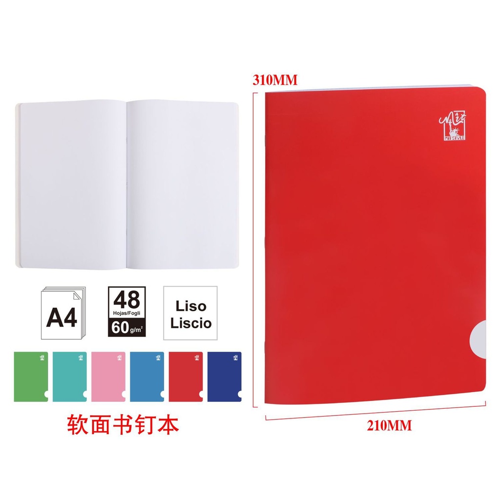 Cuaderno blando A4 liso 48 hojas 60 g - Material escolar