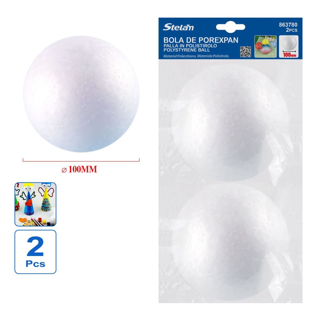 Bolas de porexpán 100mm - Pack de 2 para manualidades