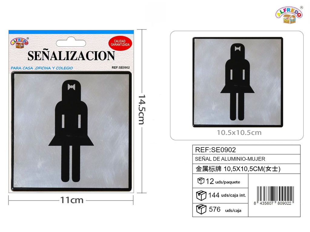 Señal de aluminio mujer 10.5 x 10.5 cm - Señalización