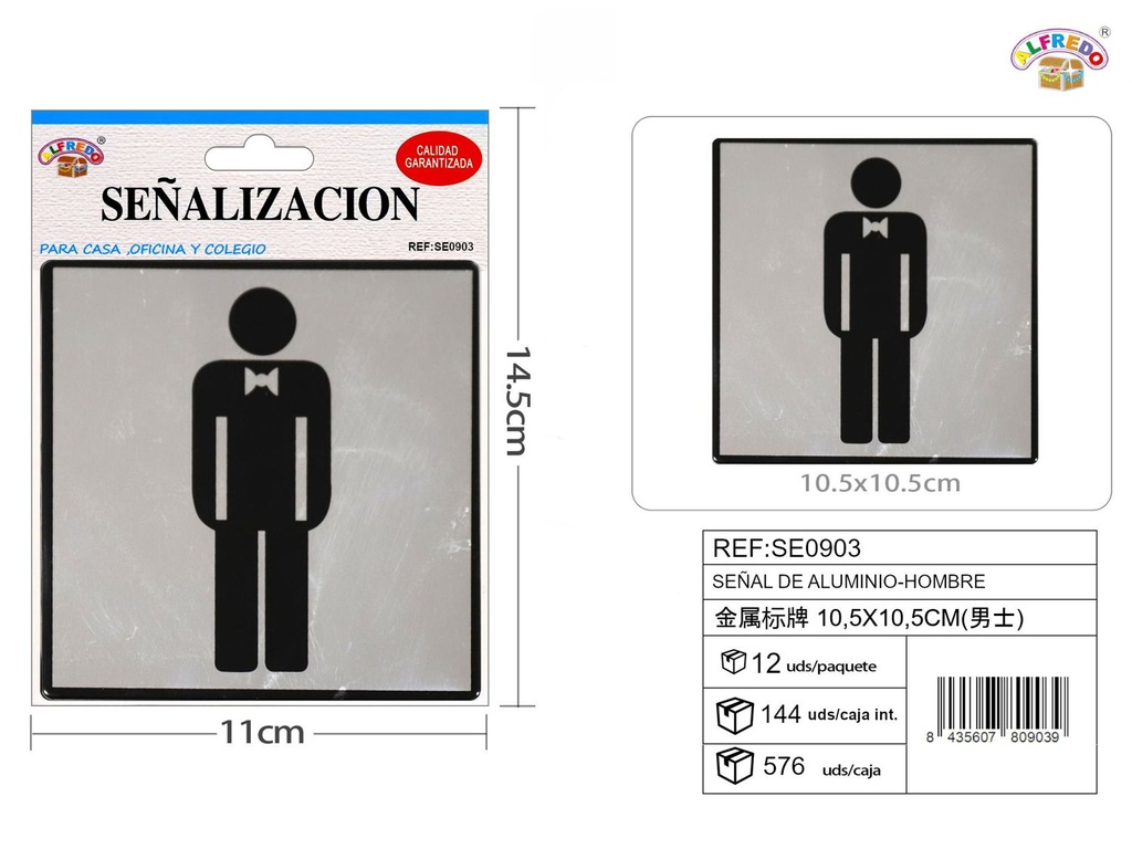 Señal de aluminio hombre 10.5 x 10.5 cm - Señalización