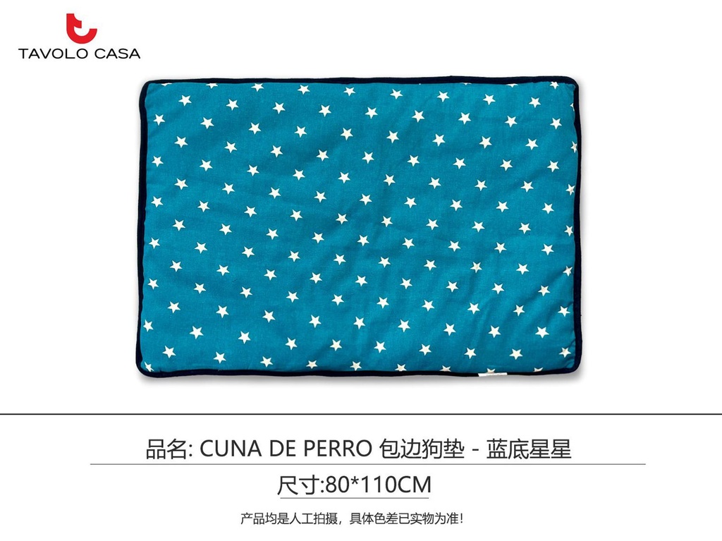 Colchoneta para perros 80x110 cm azul con estrellas - Comfort para mascotas