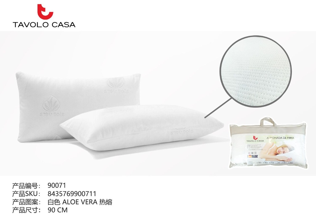 Almohada termoformada aloe vera 90 cm - Almohadas relajantes