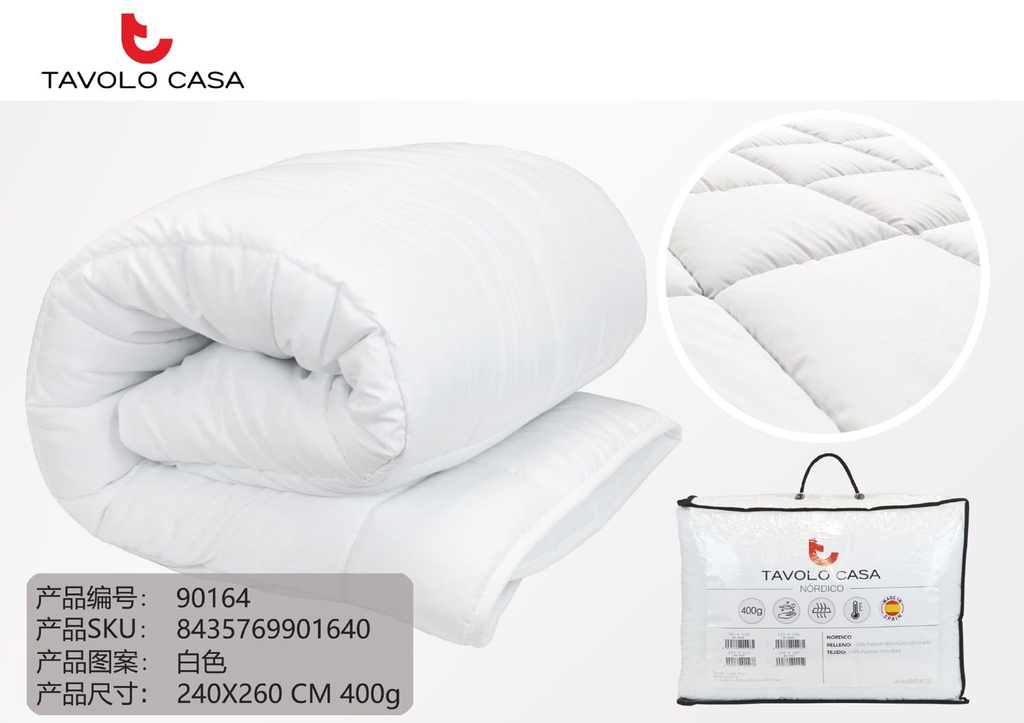 Edredón 240x260 cm 400g cama 180 cm - Ropa de cama