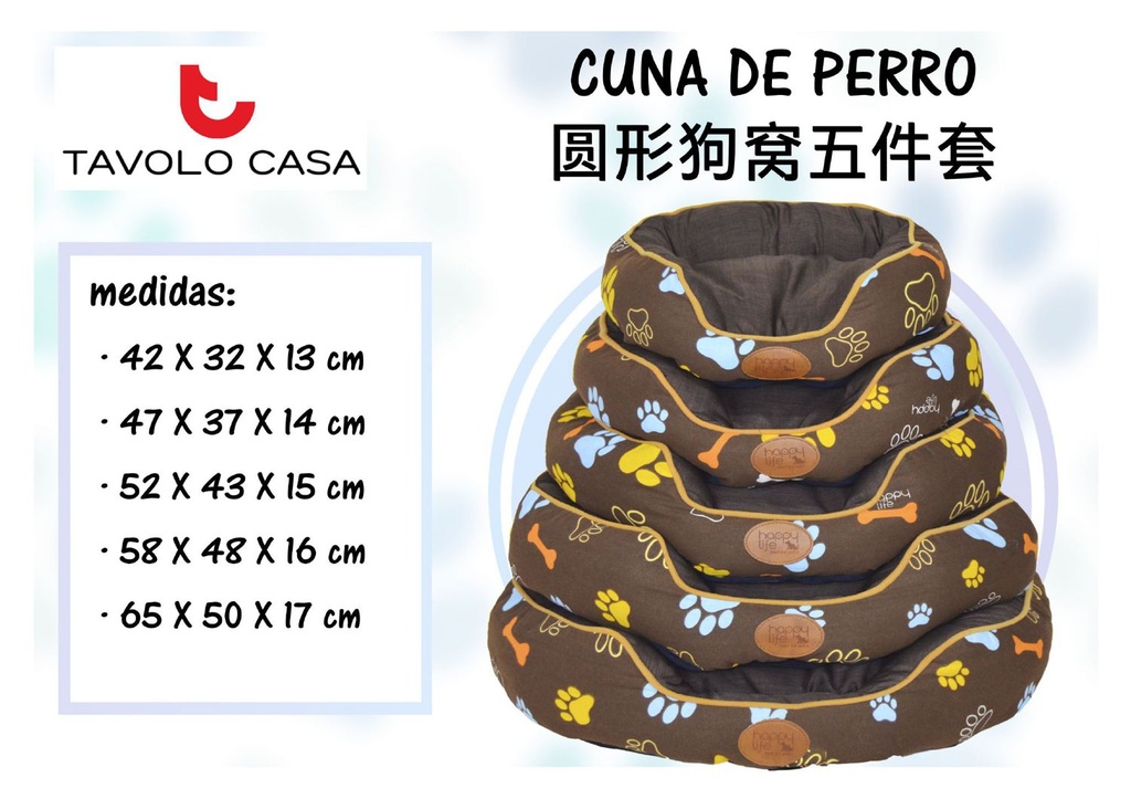 Cuna de Perro 5 piezas (10/S) - Perro y Accesorios