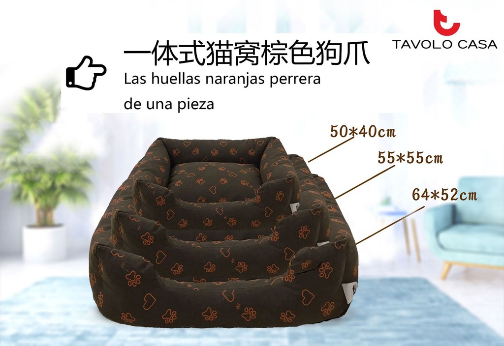 Cama de gato integrada con diseño de patas de café 3 piezas - Cama adorable para gatos