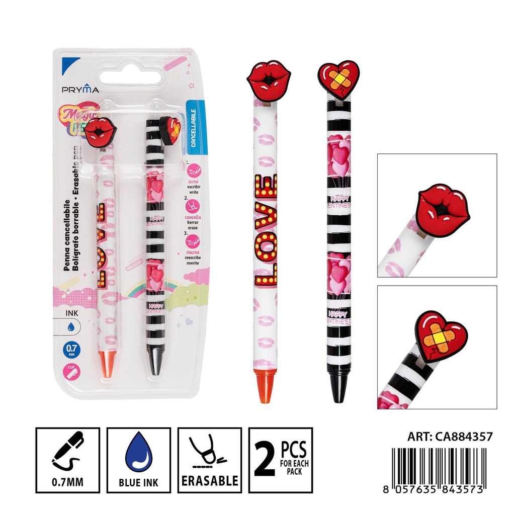 Bolígrafo borrable 0.7mm 2pz - Set de bolígrafos borrables funcionales