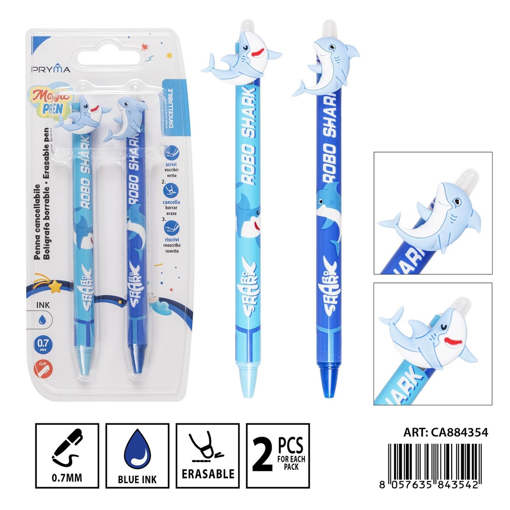 Bolígrafo borrable 0.7mm 2pz - Pack de dos bolígrafos borrables
