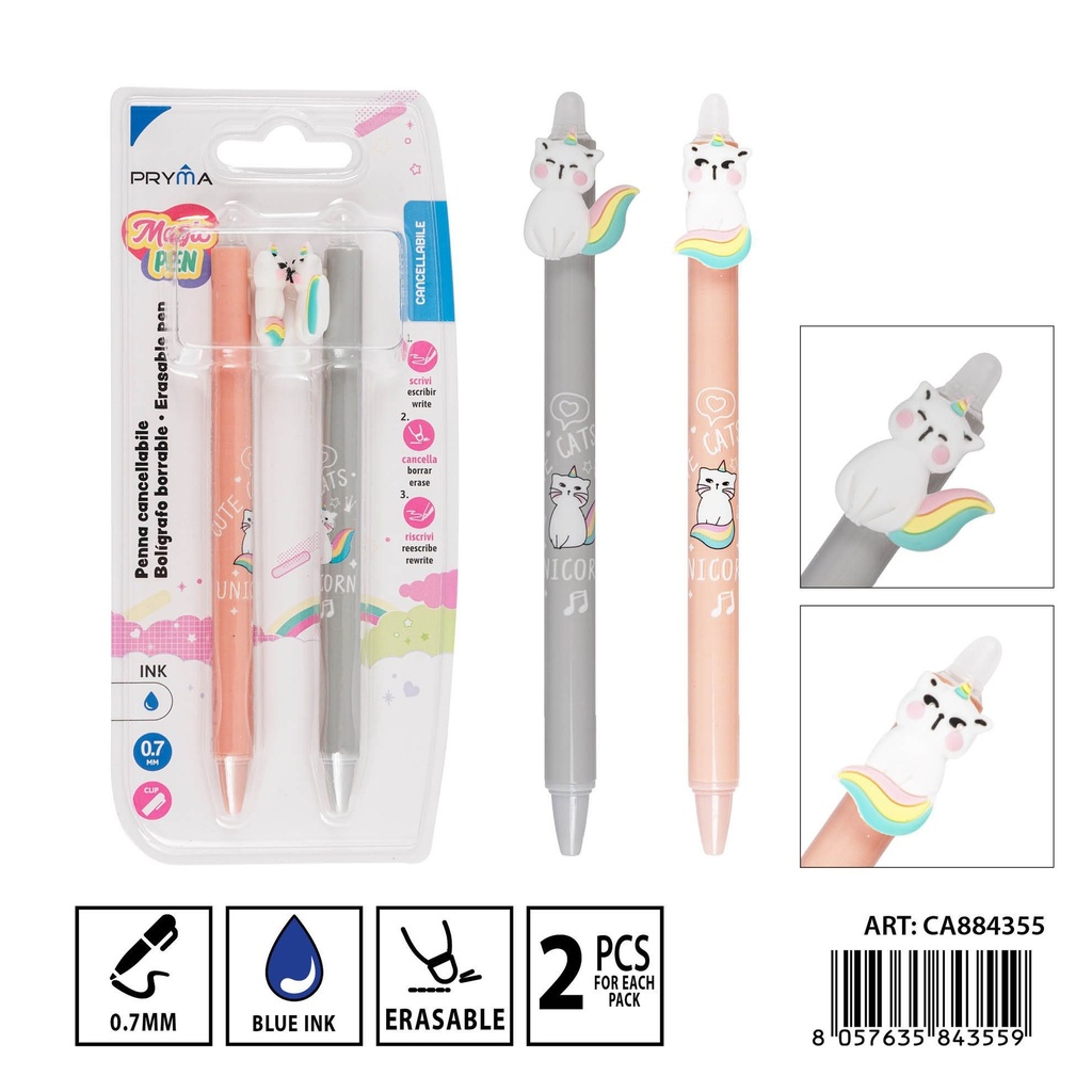 Bolígrafo borrable 0.7mm 2pz - Set de bolígrafos borrables