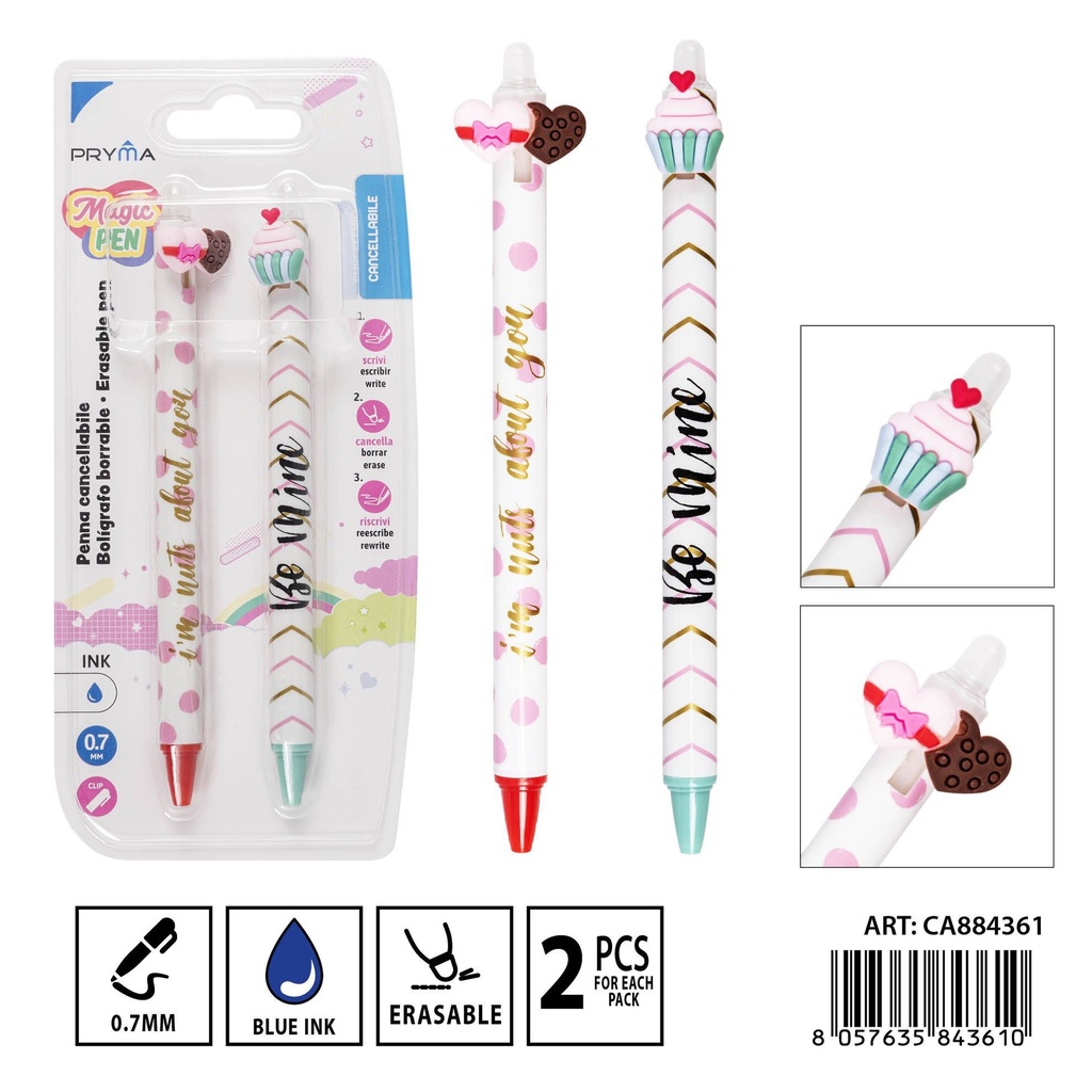 Bolígrafo borrable 0.7mm 2pz - Set de dos bolígrafos borrables
