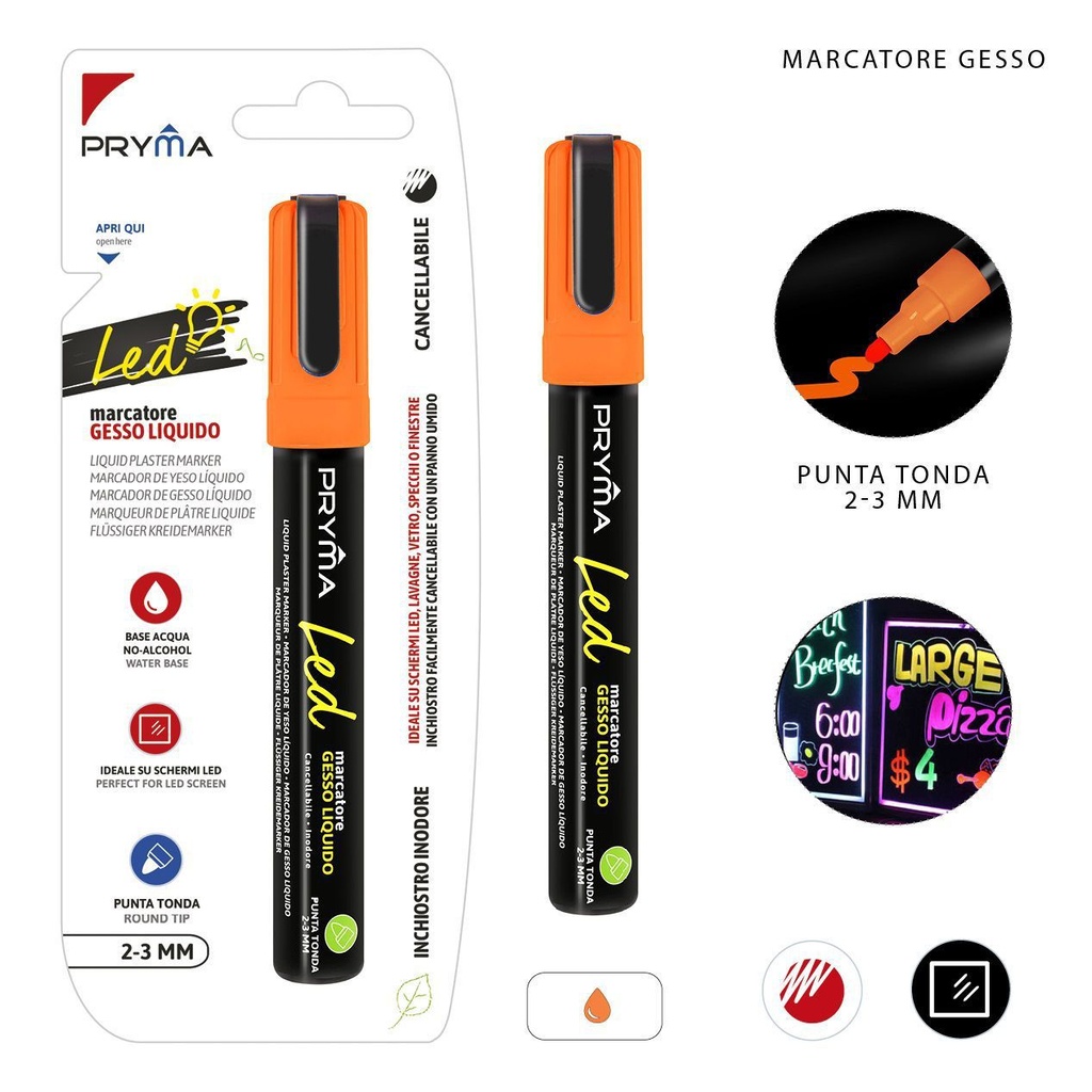 Rotulador redondo de tiza líquida 2-3 mm naranja - Instrumentos de escritura