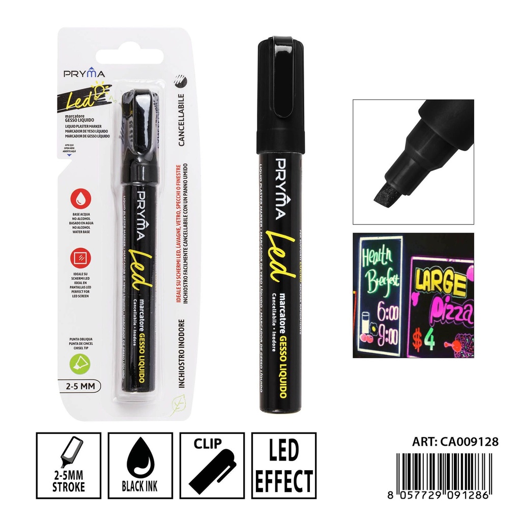 Ratador de tiza líquida 2mm negro - Utensilios de escritura y oficina