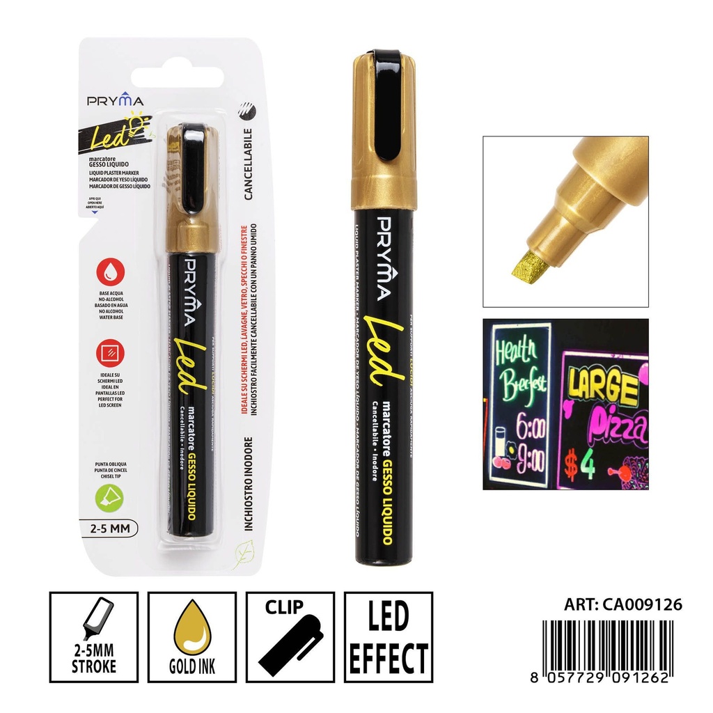 Ratador de tiza líquida 2mm oro - Utensilios de escritura y oficina