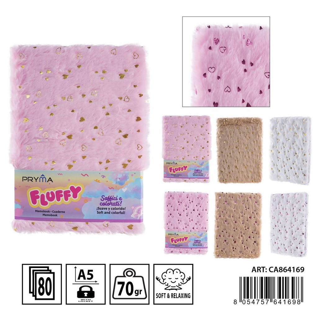 Cuaderno de peluche A5 15x21 cm 80 páginas 1 R - Papelería