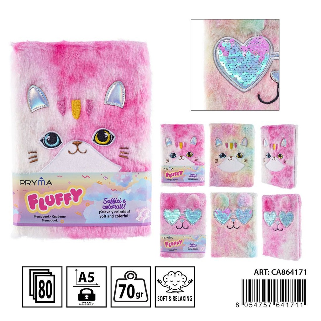 Cuaderno de peluche A5 15x21 cm 80 páginas 1 R - Papelería