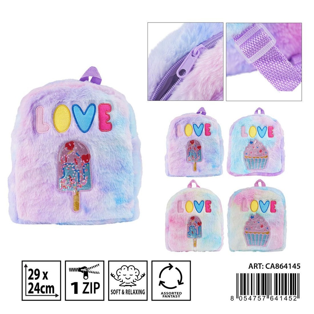 Mochila de peluche para niña 30x24 cm - Juguetes