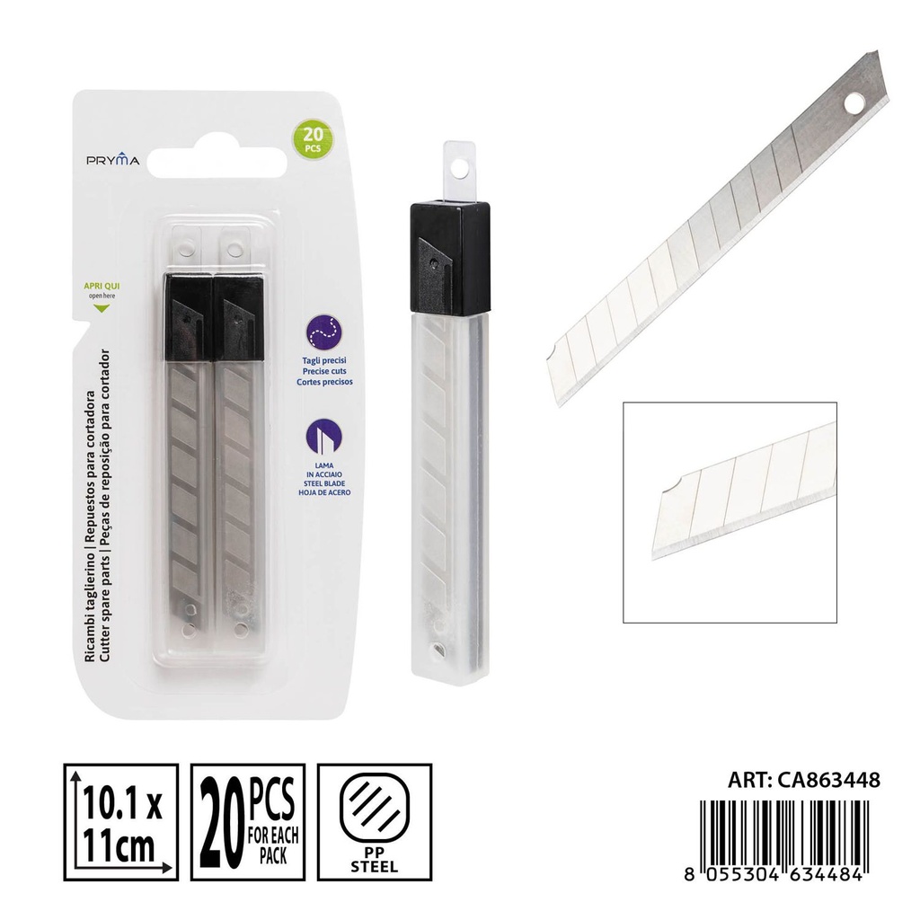 Recambios de cortador 101x11mm 20 piezas - Artículos de papelería