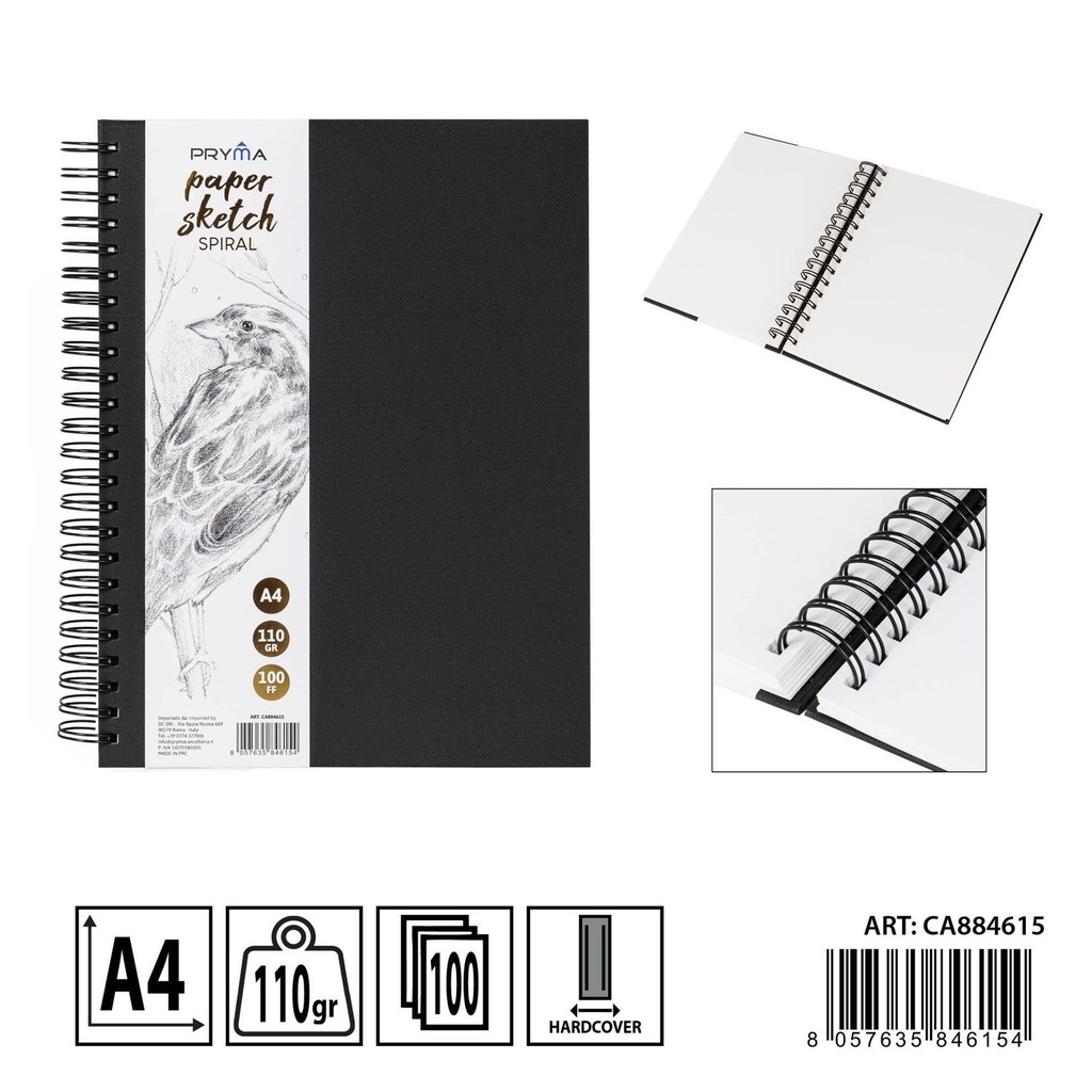 Cuaderno espiral de dibujo A4+ 110g - Material de arte