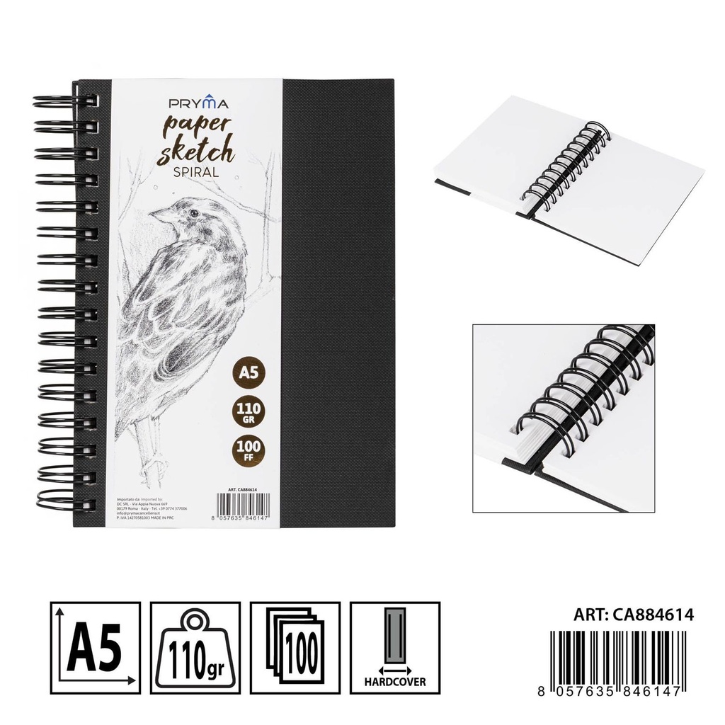 Cuaderno espiral de dibujo A5+ 110g 100 hojas - Arte y manualidades