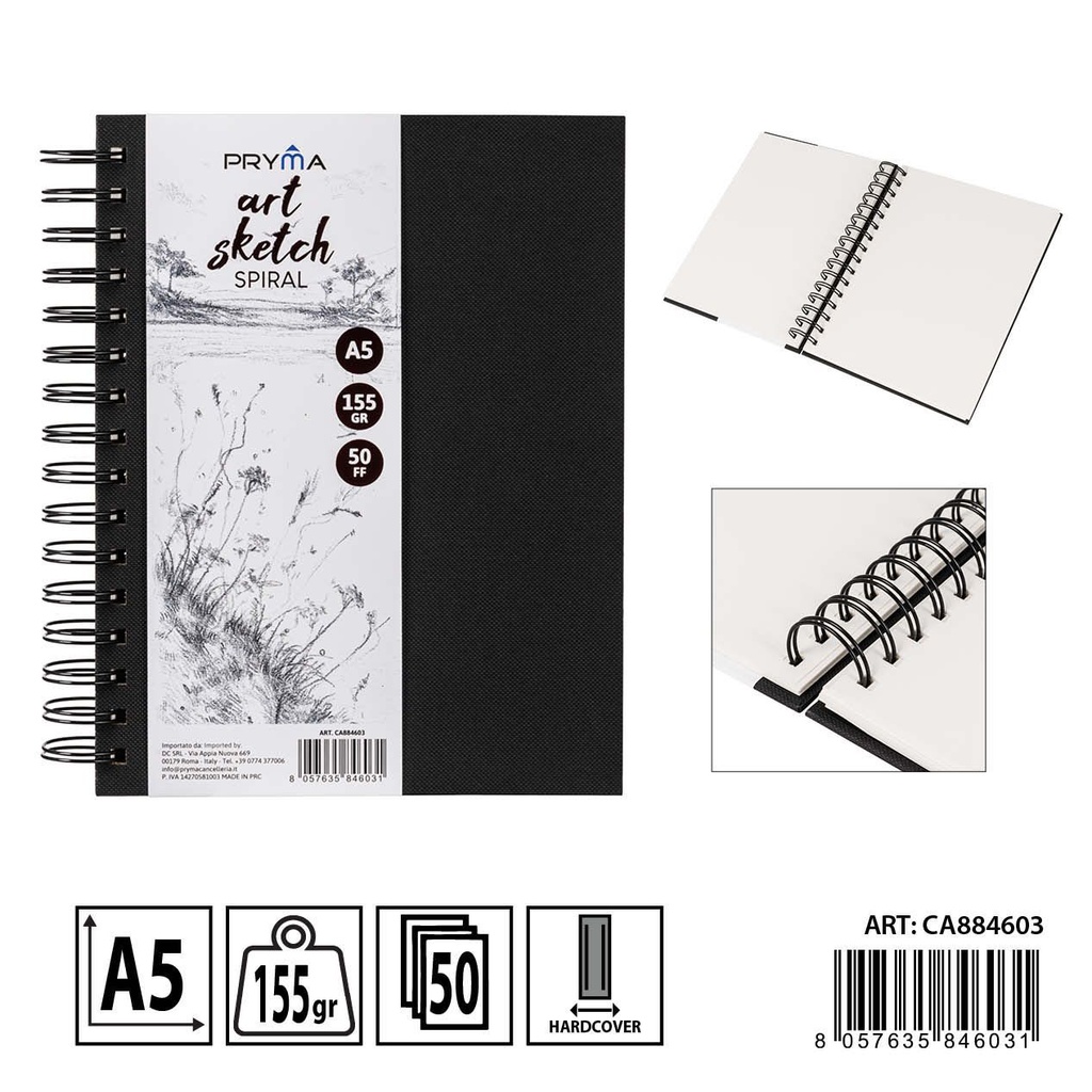 Cuderno espiral de dibujo A5+ 155g 50FF - Artísticos y escolares