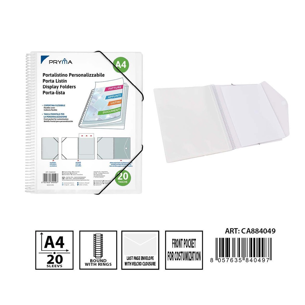 Carpeta con funda transparente y anillo 20 hojas - Archivadores con fundas 