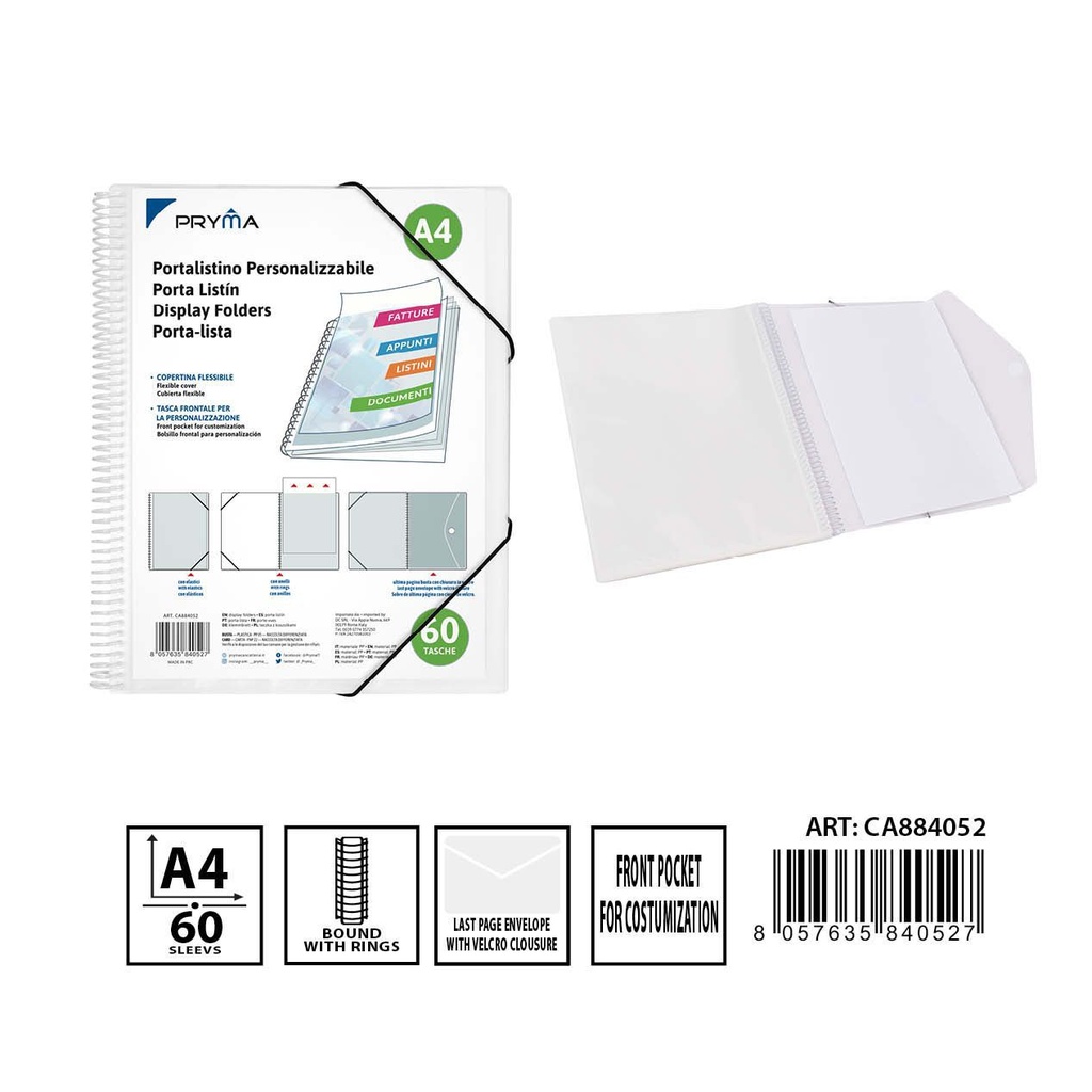 Carpeta con funda transparente y anillo 60 hojas - Archivadores con fundas
