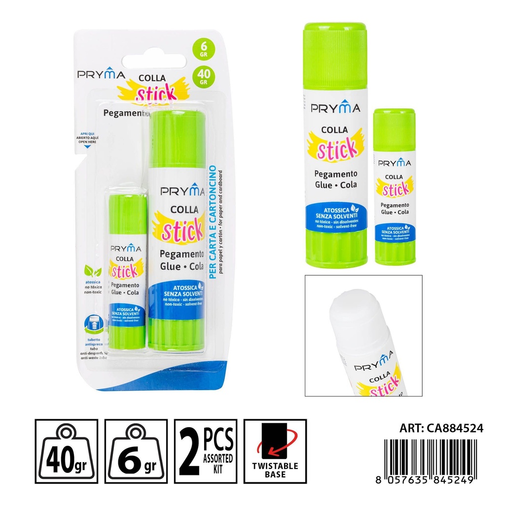 Pegamento en barra Pryma 40g + 6g - Adhesivos escolares y manualidades