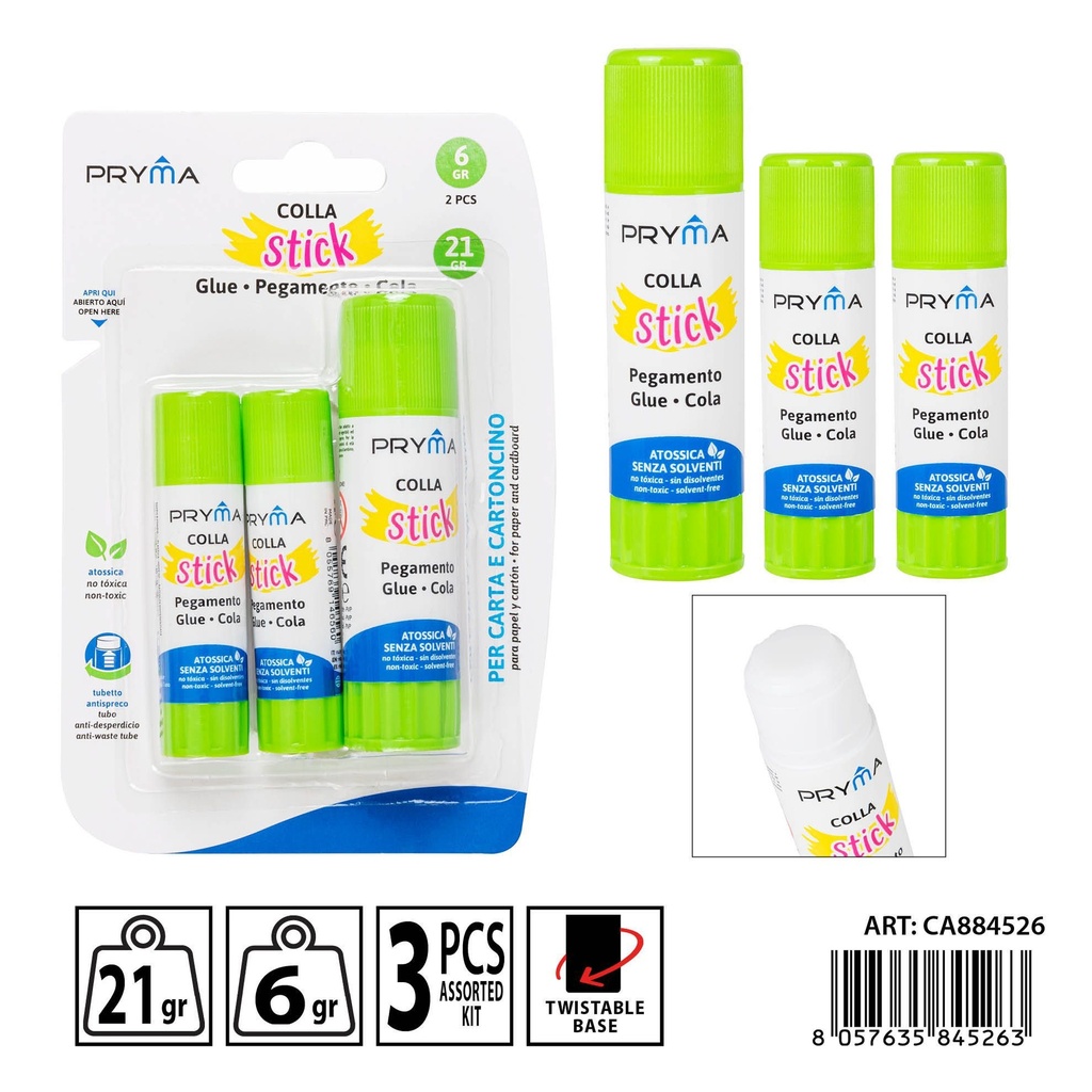 Pegamento en barra 21 g + 6 g (3 piezas) - Material de papelería en barra