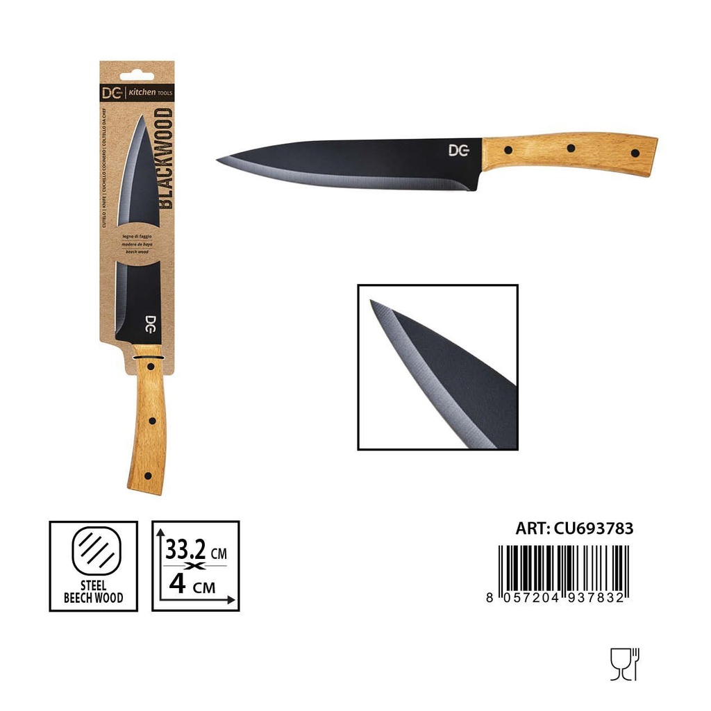 Cuchillo cocinero 33.2x4 cm - Cuchillo acero inoxidable afilado