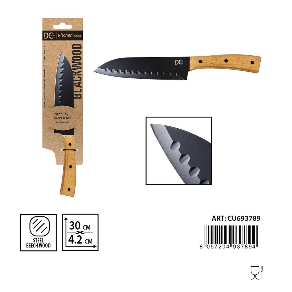 Cuchillo Santoku 30x4.2 cm - Utensilios de cocina