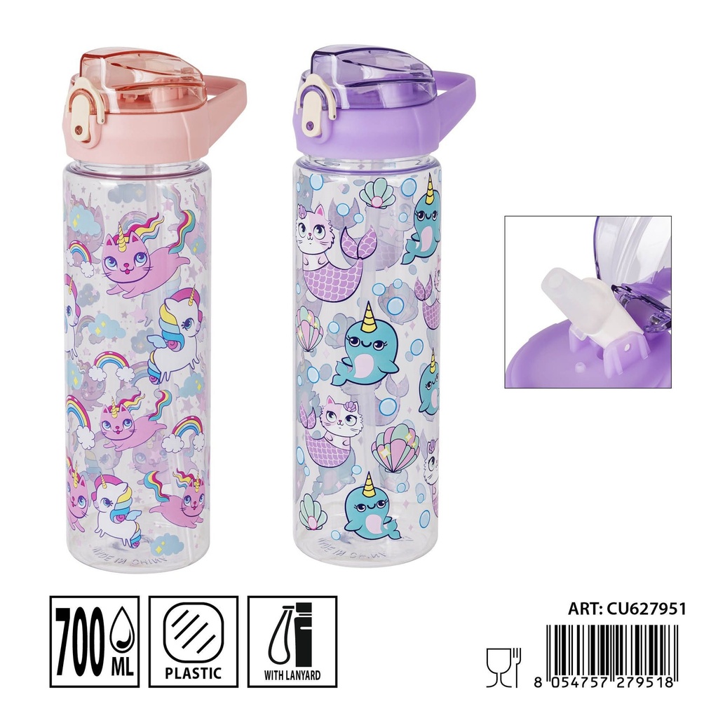 Botella de agua de plástico 700 ml 7x25 cm - Accesorios de cocina y botellas