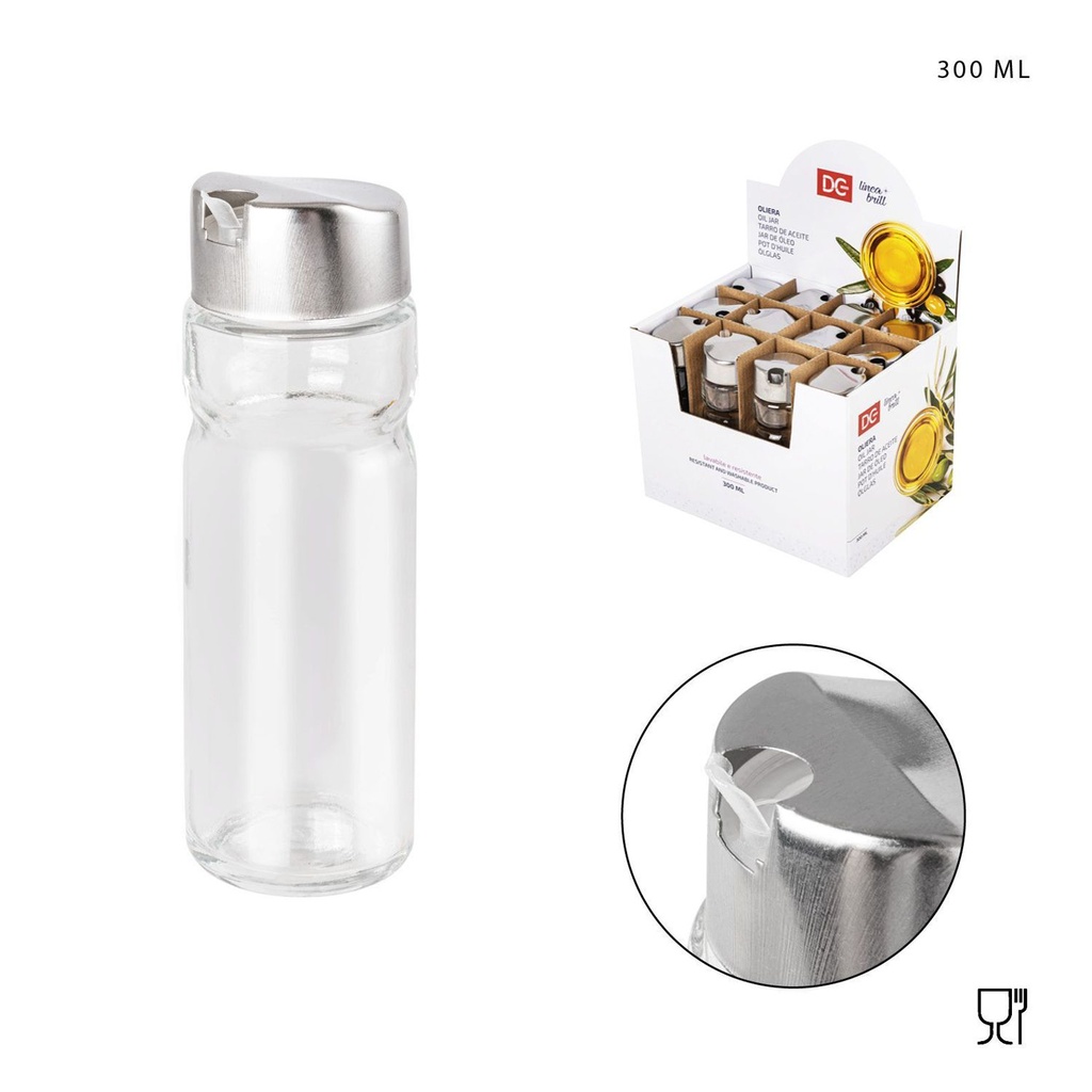 Aceitera de cristal 300ml con tapón vertedor - Cristalería