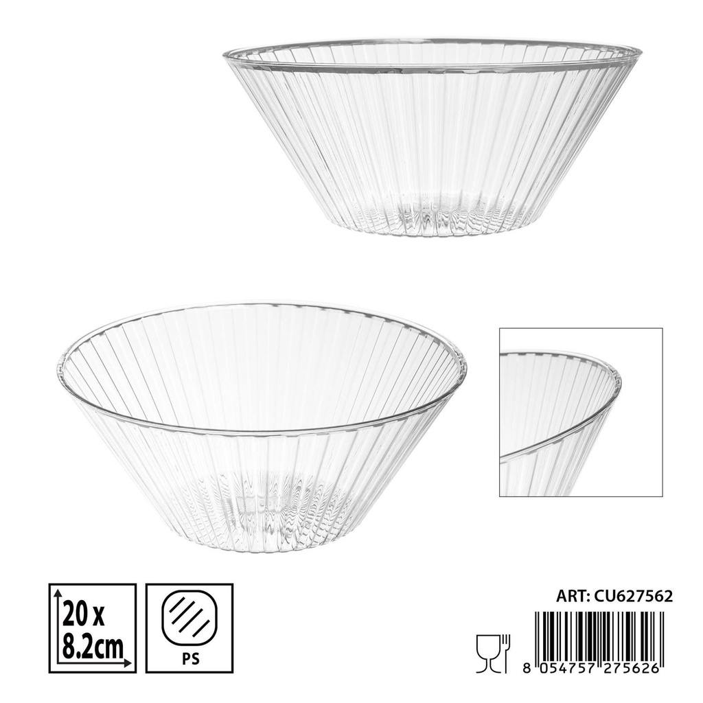 Ensaladera de plástico transparente 20x8.2 cm - Utensilios de cocina