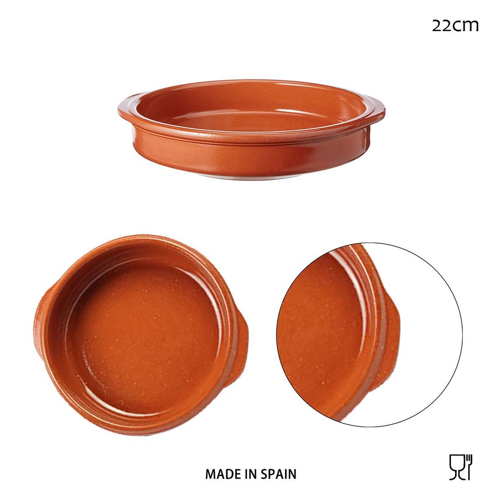 Cazuela circular con asas 22 cm - Utensilios de cocina de barro