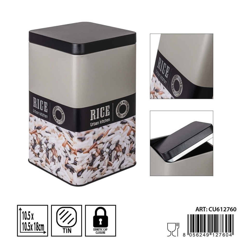 Lata para arroz 10.5x10.5x18 cm - Almacenamiento de cocina