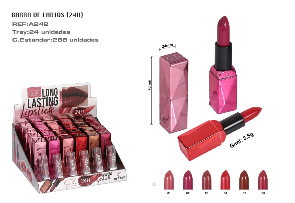 Labios fijos 24h 24/u - Cosméticos