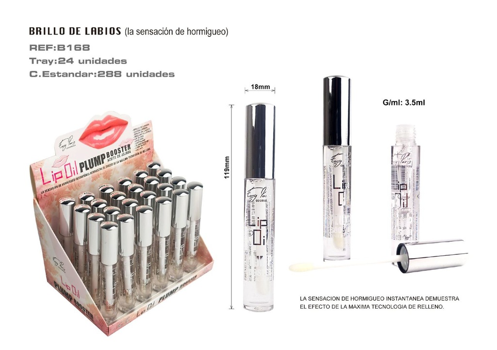 Brillo labial hidratante efecto volumen 24 unidades - Maquillaje labial