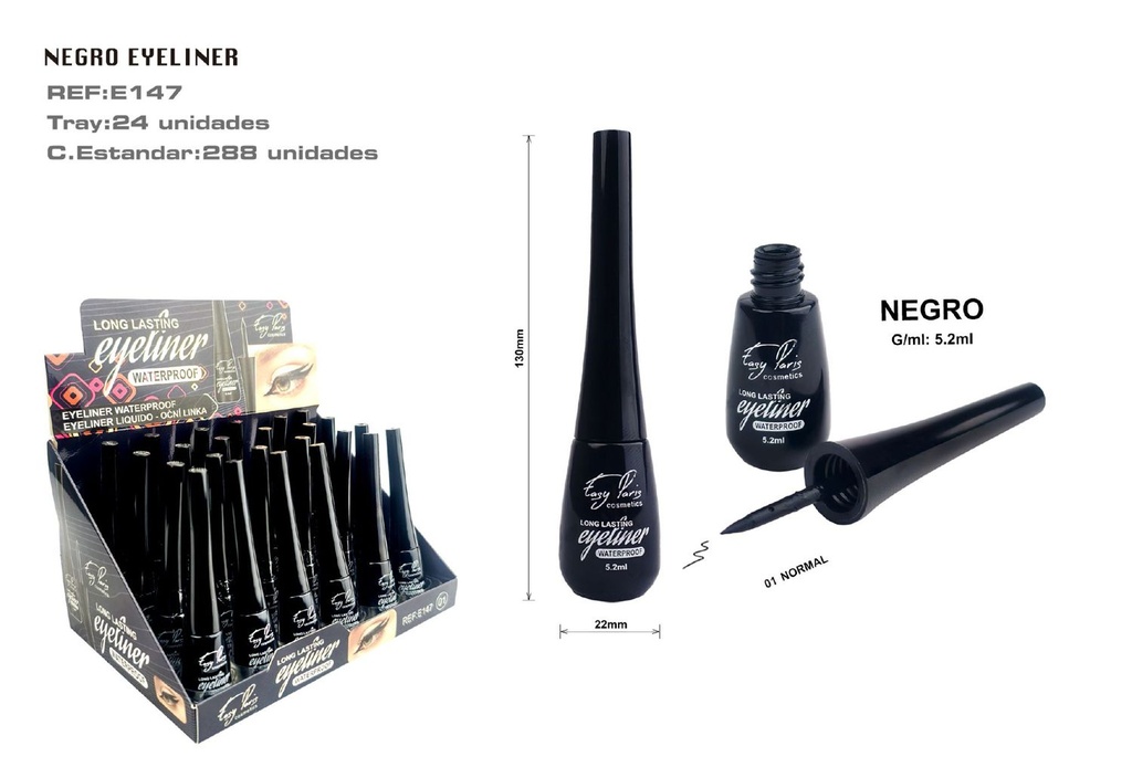 Eyeliner negro de larga duración 24 unidades - Maquillaje de ojos