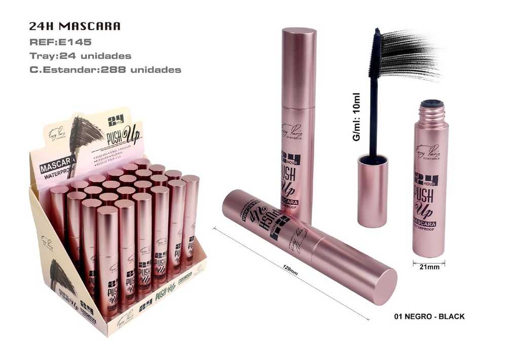 Máscara de pestañas 24H Push Up 24/U - Maquillaje para ojos