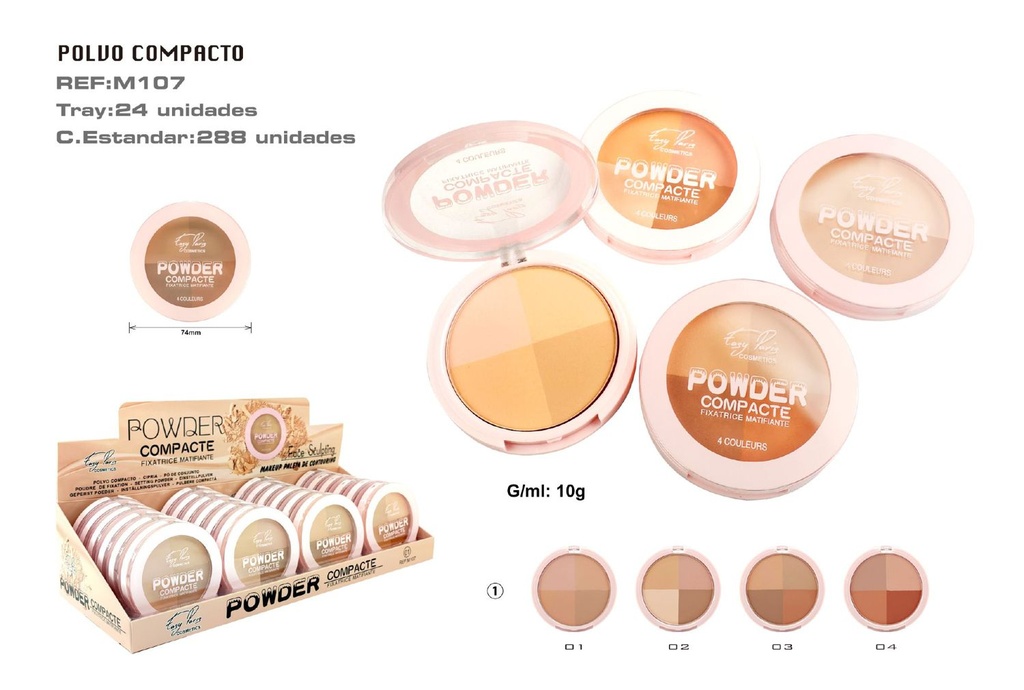 Maquillaje compacto de contornos 4 colores 24 unidades