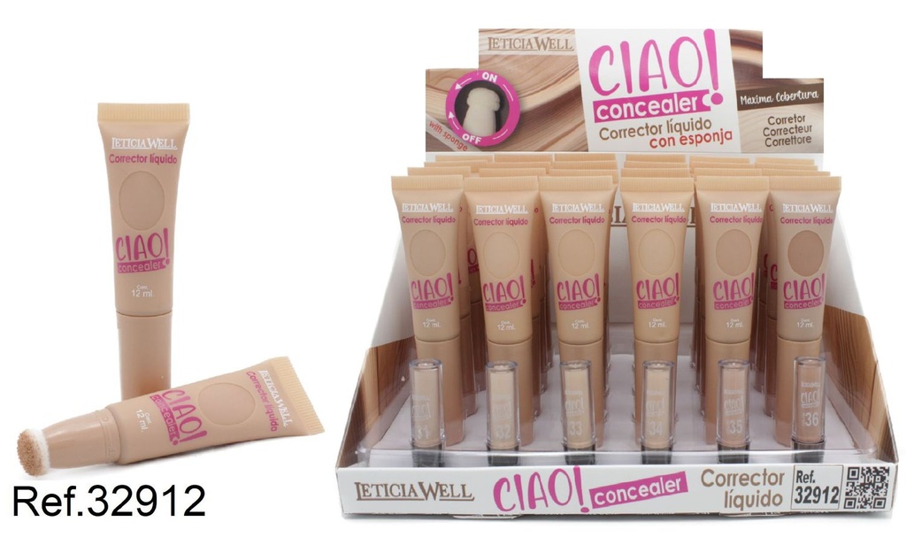 Corrector líquido con esponja - 24 unidades