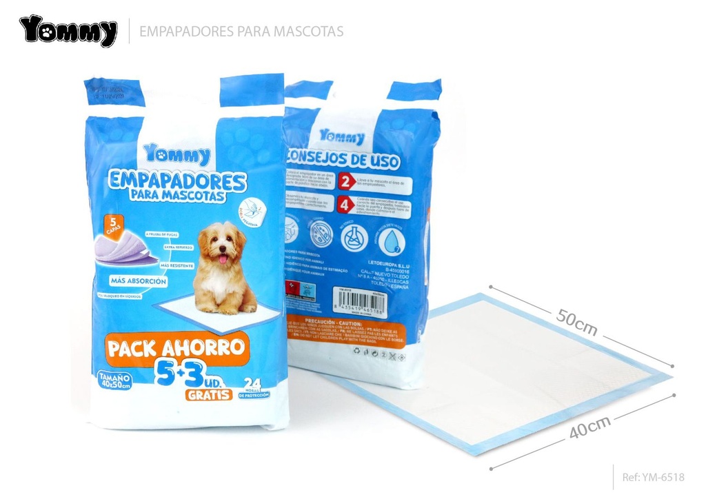 Empapadores para mascotas 40*50cm 5PCS+3PCS - Cuidado de mascotas