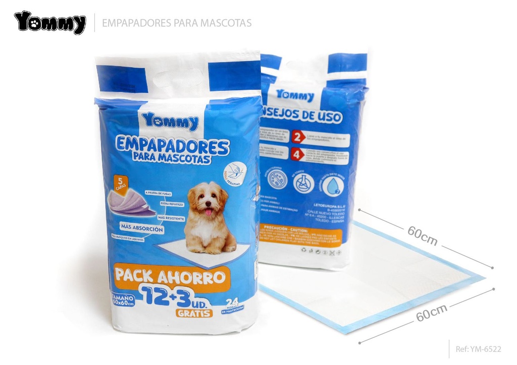 Empapadores para mascotas 60*60cm 12PCS+3PCS - Cuidado de mascotas